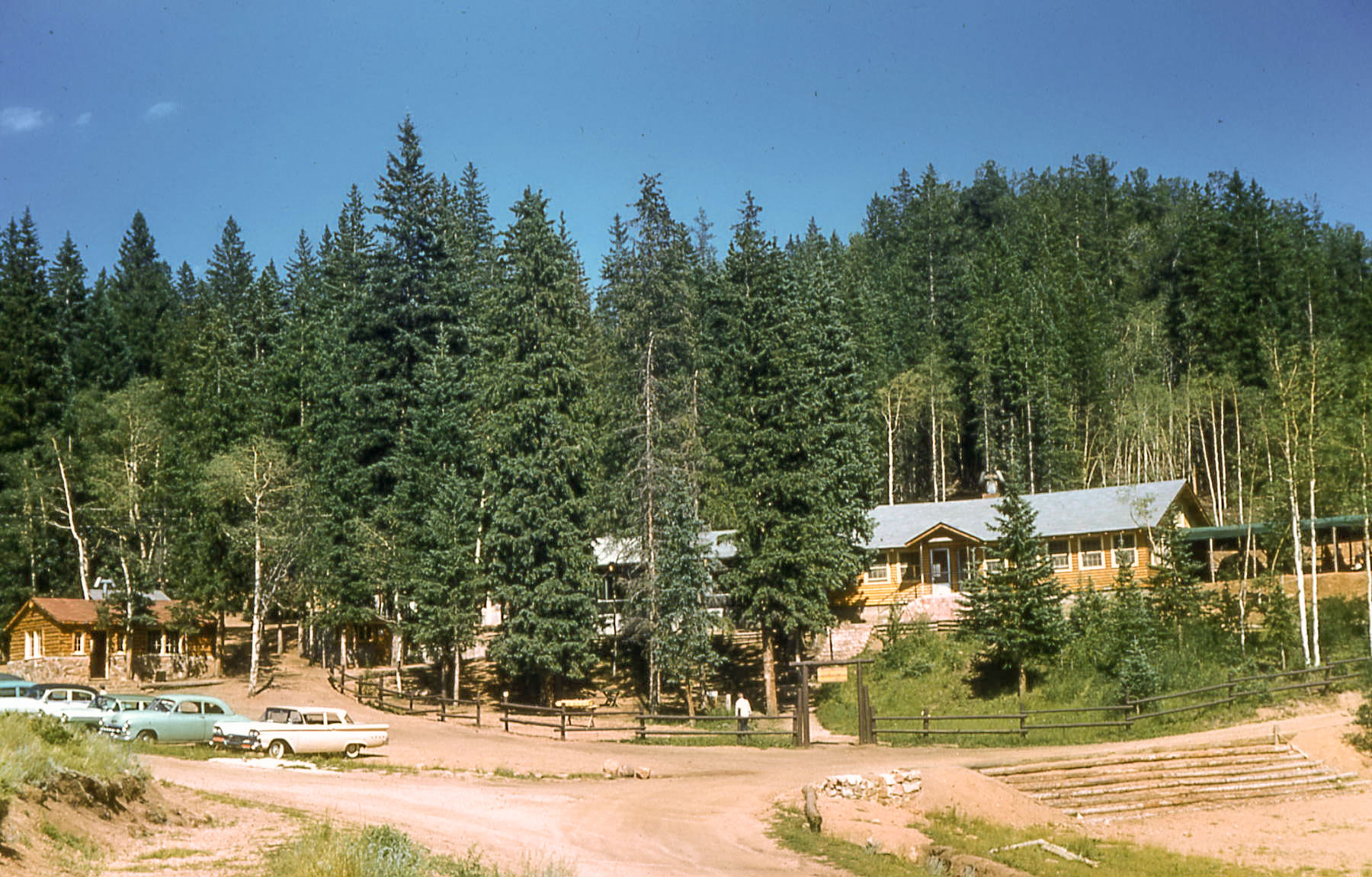 Rocky Mountain Mennonite Camp photo of the Dining Hall from Gold Mine in 1960