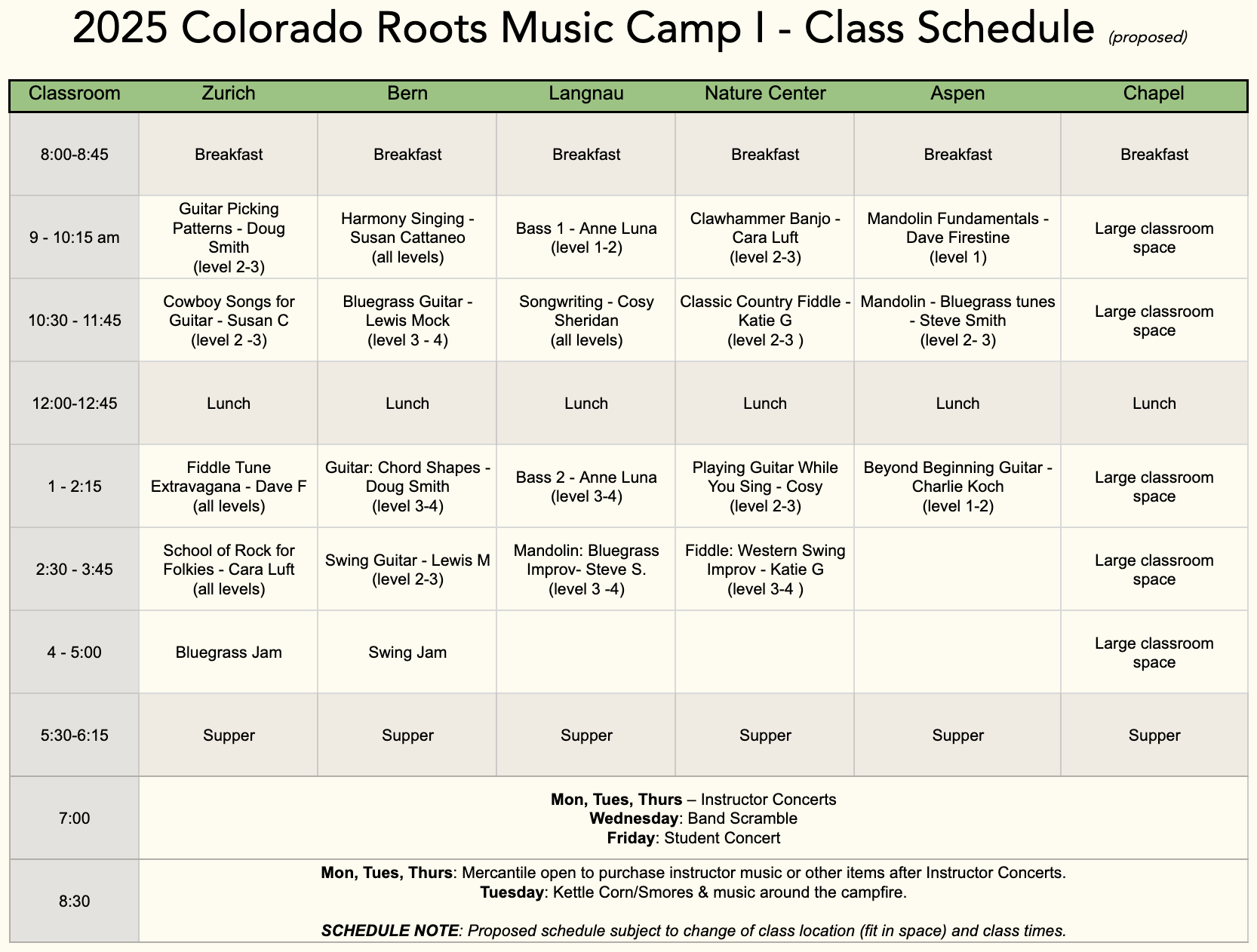 2025-06 Roots Class Schedule
